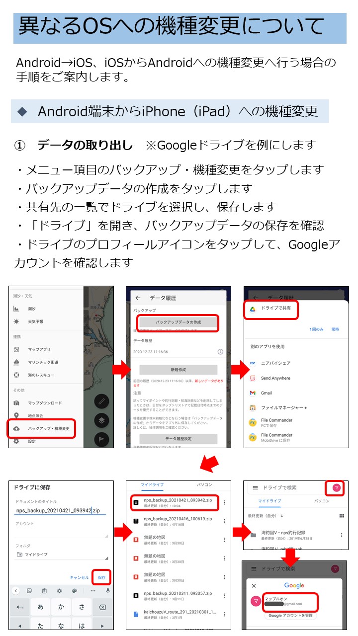 異なるOSへの機種変更について